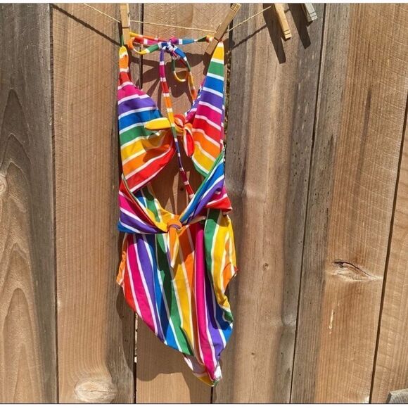 Show Me Your Mumu Mai Double Tie Rainbow Swimsuit High Rise size XS - Picture 4 of 10